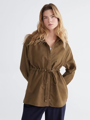 LC Waikiki Süet Görünümlü Büzgülü Kadın Gömlek Tunik  (S6)