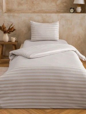 LC Waikiki Bej Çizgili Tek Kişilik Nevresim Takımı  (S6)