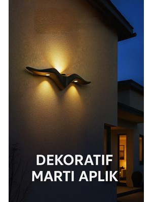 Edison Dekoratif Martı LED Aplik - Duvar Tipi LED Aplik- 12 W 3000K Iç ve Dış Mekan Siyah Kasa 220 V Enerji