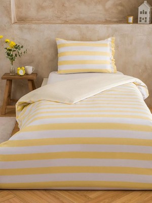 LC Waikiki Sarı Çizgili Tek Kişilik Nevresim Seti  (S6)