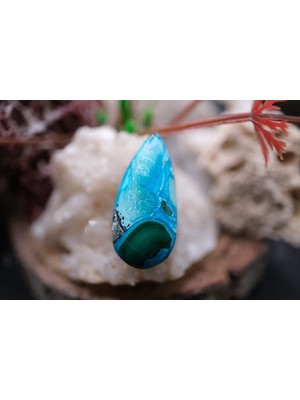 Aries 19.05CT 26.6X12.7MM Pear Natural Malachite&chrysacolla