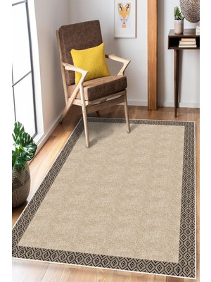 Pelura Halı Çerçeveli Dijital Baskı Yıkanabilir Kaymaz Taban Modern Halı