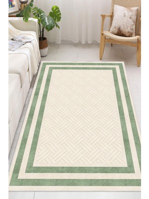 Pelura Halı Modern Çerçeve Desenli Dijital Baskılı Kaymaz Taban Yıkanabilir Salon Halısı Oturma Odası Halısı Yolluk