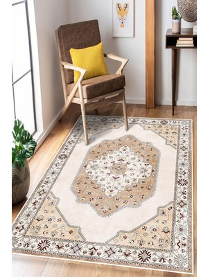 Pelura Halı Klasik Desenli Dijital Baskılı Yıkanabilir Kaymaz Taban Salon Halısı