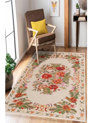 Pelura Halı Karabağ Desenli Şönil Kaymaz Taban Salon Halısı Oturma Odası Halısı