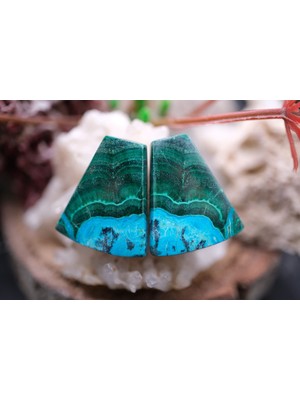 Aries 31.55CT 20X17.1MM Fancy Natural Malachite&chrysacolla  Pair