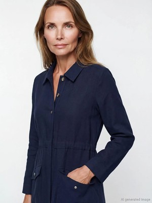 LC Waikiki Büyük Beden Gömlek Yaka Kadın Ferace  (S6)