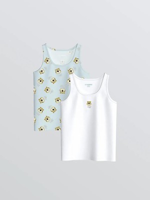 LC Waikiki Turkuaz Baskılı Erkek Çocuk Atlet 2 Li  (S6)