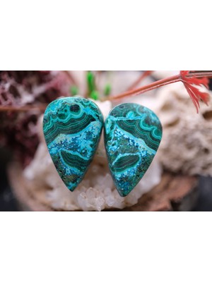 Aries 30.45CT 24.8X15.9MM Pear Natural Malachite&chrysacolla  Pair