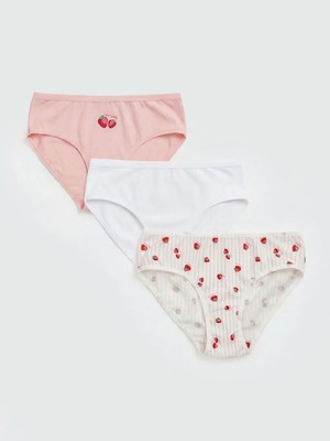 LC Waikiki Pembe Desenli Kız Çocuk Külot 3 Lü  (S6)