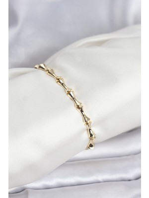 Hayat Store Pirinç Gold Renk Vıp Seri Kemik Model Zirkon Taşlı Kadın Bileklik - Lisinya