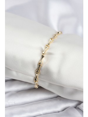 Hayat Store Pirinç Gold Renk Vıp Seri Ince Kemik Model Zirkon Taşlı Kadın Bileklik - Lisinya