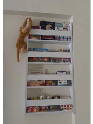 Kaya Wood Kayawood 4 Raflı 120 x 60 cm Montessori Kitaplık Eğitici Çocuk Kitaplığı Beyaz