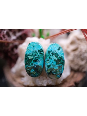 Aries 21.05CT 21.9X12.2MM Oval Natural Malachite&chrysacolla  Pair
