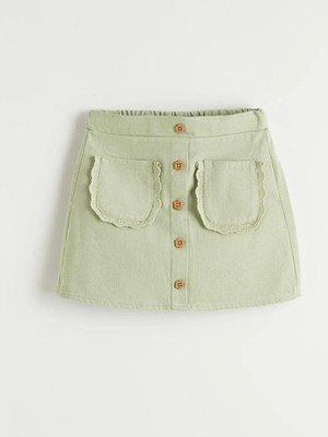 LC Waikiki Yeşil Gabardin Kız Bebek Şort Etek  (S6)