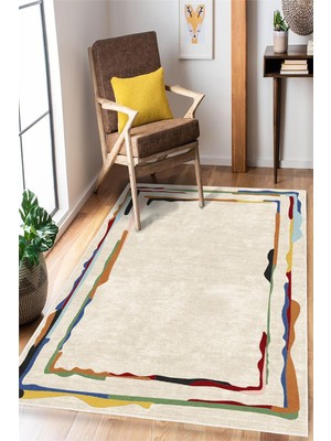 Pelura Halı Dekoratif Modern Renkli Baskılı Yıkanabilir Halı