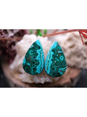 Aries 20.65CT 22.8X13.8MM Pear Natural Malachite&chrysacolla  Pair
