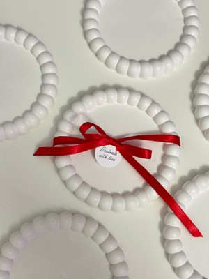 Dekoratif Boncuk Kenarlı Tabak – El Yapımı Taş Tozu Sunum & Takı Tabağı