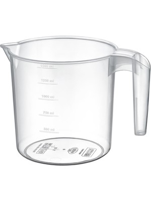 Mutfak Köşesi 1.5 Litre Şeffaf Maşrapa – Ölçülü Plastik Su, Sıvı ve Hamur Ölçeği (14×13 Cm)