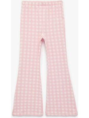 Koton Ekoseli Ispanyol Paça Pembe Kız Çocuk Pantolon 6SKG40058AK