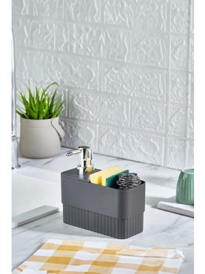 Mutfak Köşesi Sünger Hazneli 2 Bölmeli Mutfak Sıvı Sabunluk