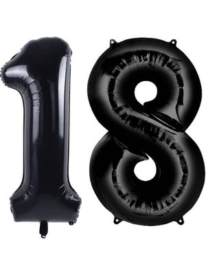 İstoç Parti Folyo Balon Siyah 18 Rakamı 34 Inç 80 cm