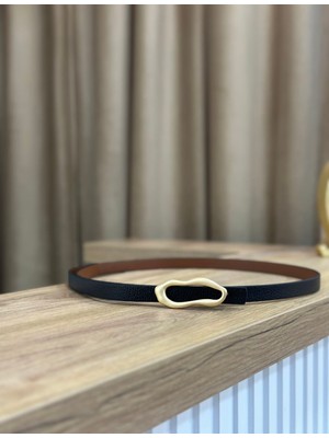 Erdesign Kadın Siyah Mat Gold Kemer Kadın Kemer