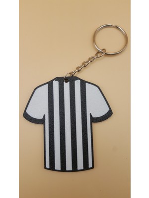 Fandora Beşiktaş Temalı 3D Forma Anahtarlık - Siyah Beyaz Kara Kartal Taraftar Hatıra Anahtarlığı