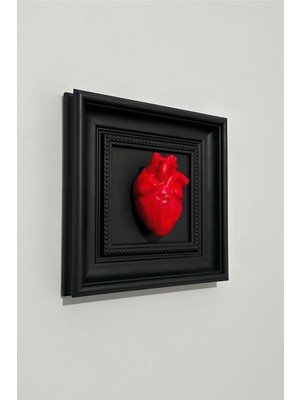 Dokulu Ruhlar Kırmızı Kalp Duvar Dekorasyon, Modern Çerçeveli Tablo, Sevgililer Gününe Özel Tasarım Duvar Süsü, Hediyelik Kalp