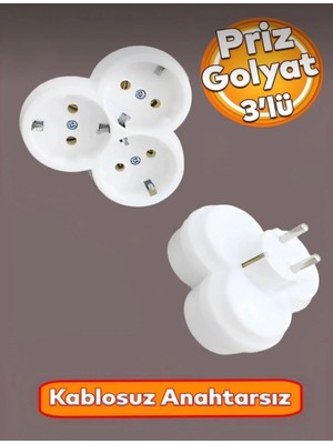 Atom 3’lü Golyat Grup Priz Topraklı Kablosuz Çoğaltıcı Üçlü Priz
