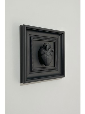 Dokulu Ruhlar Siyah Kalp Duvar Dekorasyon, Modern Çerçeveli Tablo, Sevgililer Gününe Özel Tasarım, Hediyelik Kalp