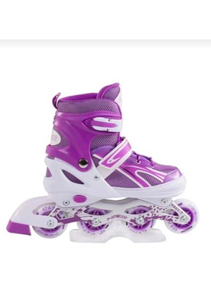 Furkan Toys F-Sports  Mor Ayarlabilir 2+2 Işıklı Metal Alıştırma Pateni Çanta