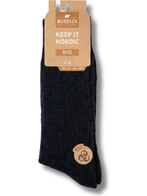 Lykos Nordsox 1 Çift Siyah Alpaka Yün Karışımlı Erkek Soket Çorap