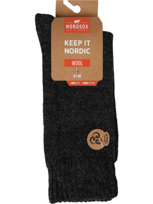 Lykos Nordsox 1 Çift Antrasit Alpaka Yün Karışımlı Havlu Kışlık Erkek Soket Çorap