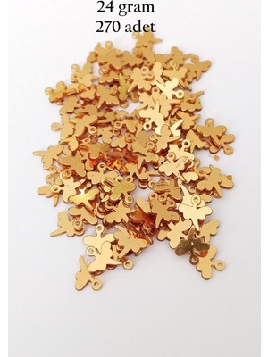 Esranın Dünyası Oya Abiye Bileklik Kolye Pleksi Metalik Plastik Pul Altın Renk 24 Gram 270 Adet - BNC555 RSXML34-ES