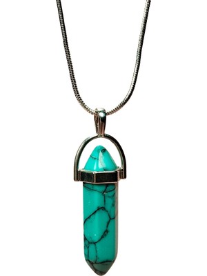 Esranın Dünyası Turkuaz Doğal Taşı Zincirli El Yapımı Kolye Uç: 3 cm Zincir: 20 cm Kutulu RSXML34-ESRDNS