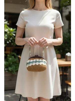 Pitaya Sanat El Örgüsü Ahşap Burslu Rafya Tasarım Çanta