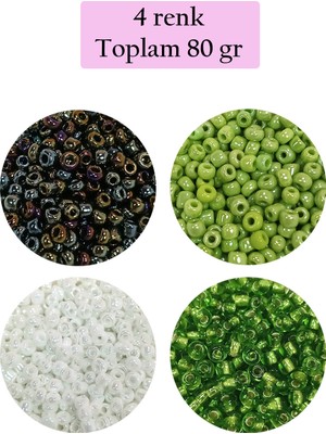 Esranın Dünyası Dökme Cam Kum Boncuk (8/0) 3 mm - 4 Renk - Toplam 80 Gram - BNC418 RSXML34-ESRDNS