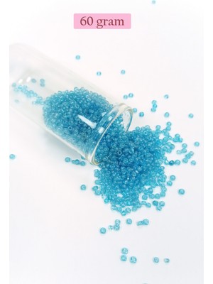 Esranın Dünyası Dökme Cam Kum Boncuk (11/0) 2 mm - 60 Gram -  Şeffaf Koyu Camgöbeği - BNC061 RSXML34-ESRDNS