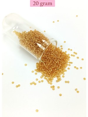 Esranın Dünyası Dökme Cam Kum Boncuk (11/0) 2 mm - 20 Gram -  Şeffaf Altın - BNC027 RSXML34-ESRDNS