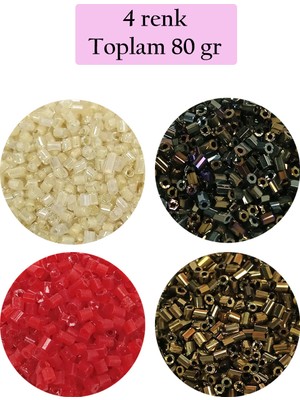 Esranın Dünyası Kesme Cam Boncuk 2mm - 4 Renk - Toplam 80 Gram - BNC444 RSXML34-ESRDNS