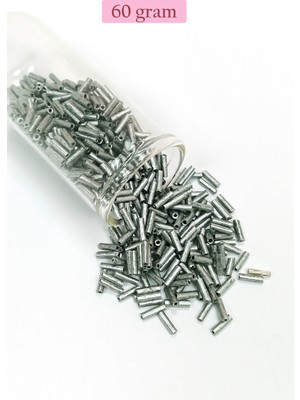 Esranın Dünyası Uzun Boru Kesme Boncuk Çap 2mm Uzunluk 10 mm - 60 Gram - Desenli Gümüş - BNC283 RSXML34-ESRDNS