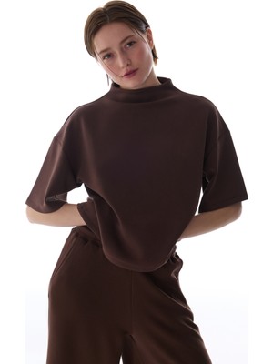 Penti Kahverengi Bisiklet Yaka Crop Modal Üst