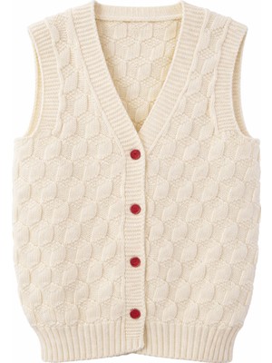 Mercan Kids Kız Çocuk Örgü Yelek Çitlemeli Desen