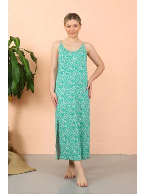 MTM My The Mall Kadın Ip Askılı Yırtmaçlı Uzun Yeşil Gecelik