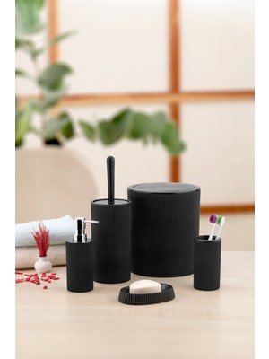 Özbience 5'li Modern Banyo Seti, Sabunluk, Diş Fırçalık, Çöp Kovası, Klozet Fırçası
