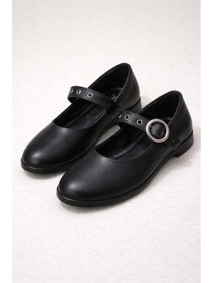 Slipcat Şık Tasarım Tokalı Lastikli Klasik Babet Ayakkabı