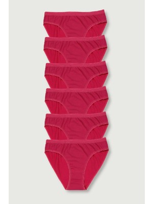 Tutku Kadın Pembe 6'lı Paket  Bikini Külot ELF568T0635CCM6-PEMBE-XL