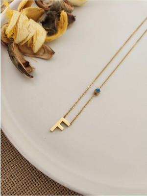 Hercy F Harfli Paslanmaz Çelik Kolye