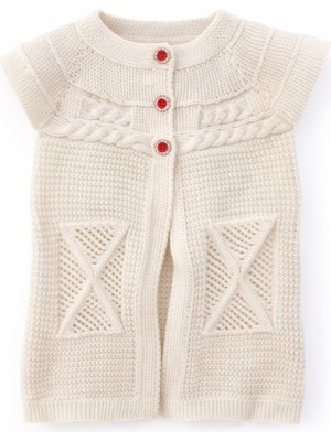 Mercan Kids Kız Çocuk Örgü Yelek Çarpı Desen